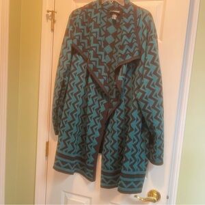 Catherines Teal Patterned Jacket. Plus size 3X. (63)